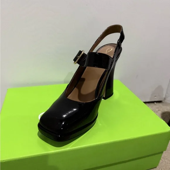 Sam Edelman Black Faux Patent Leather Mary Jane Heels NIB - Picture 5 of 13